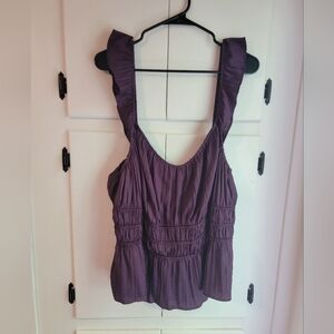 Anthropologie Royal Purple Ruffle Babydoll Tank Top Stretch 3x